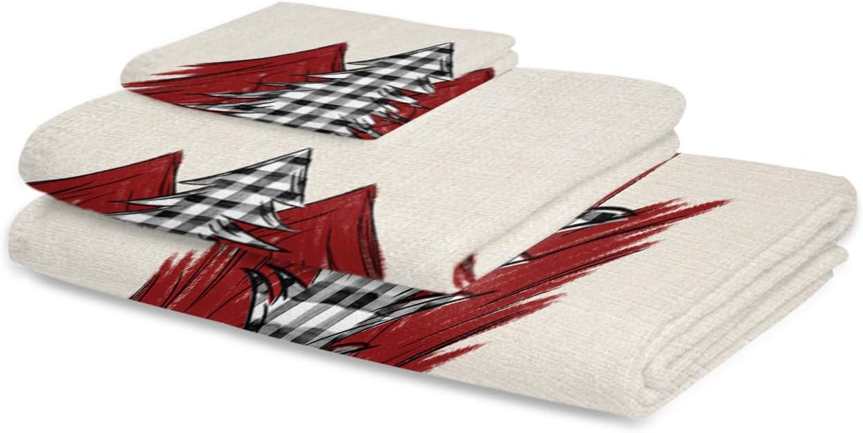 ZOE GARDEN Christmas Tree Checkered Towel Set
