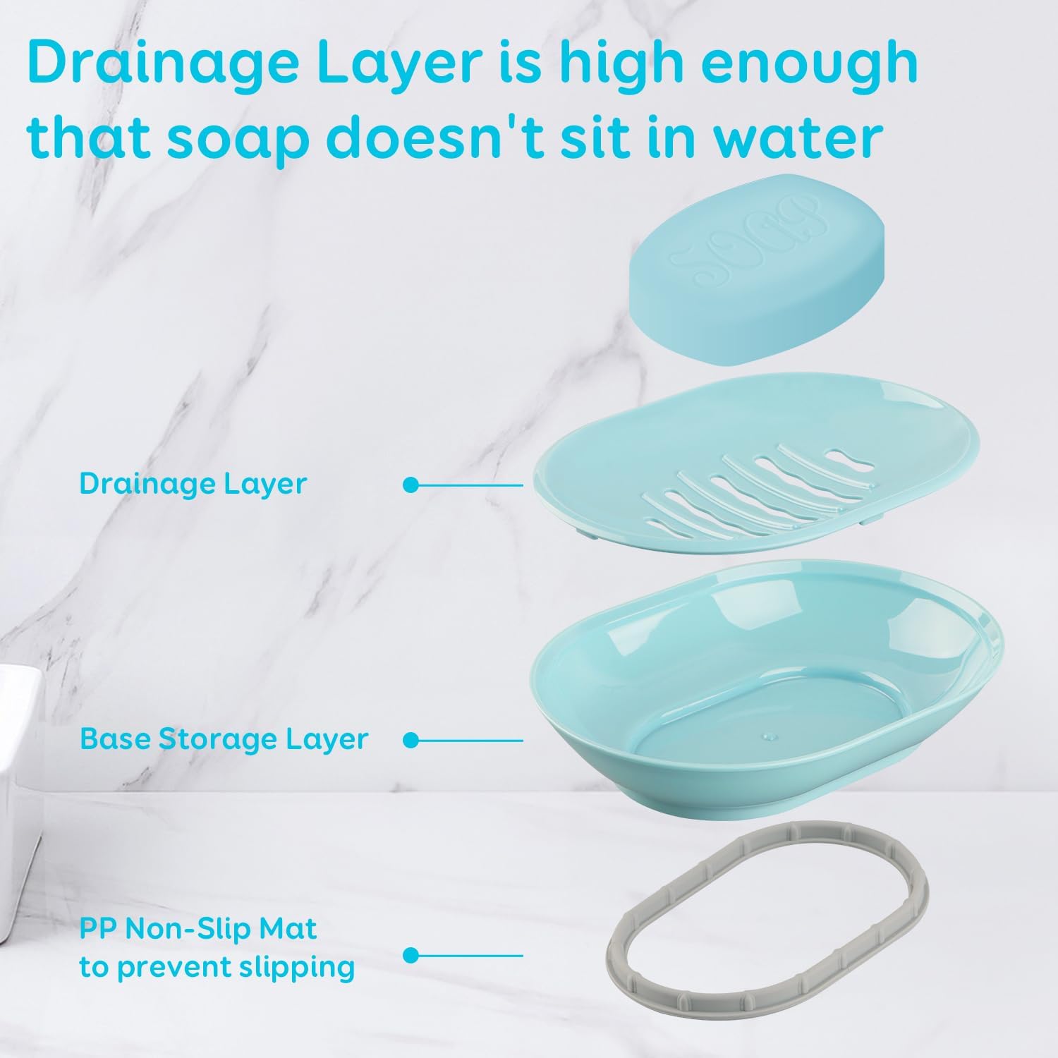 Cokolila Soap Dish with Drain Durable and Elegant
