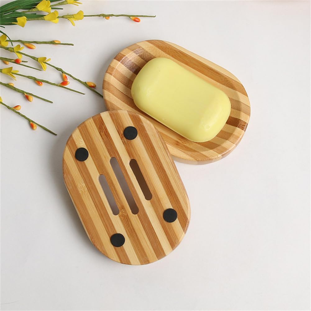 WELANGBN Bamboo Soap Dish Natural Pink Holder