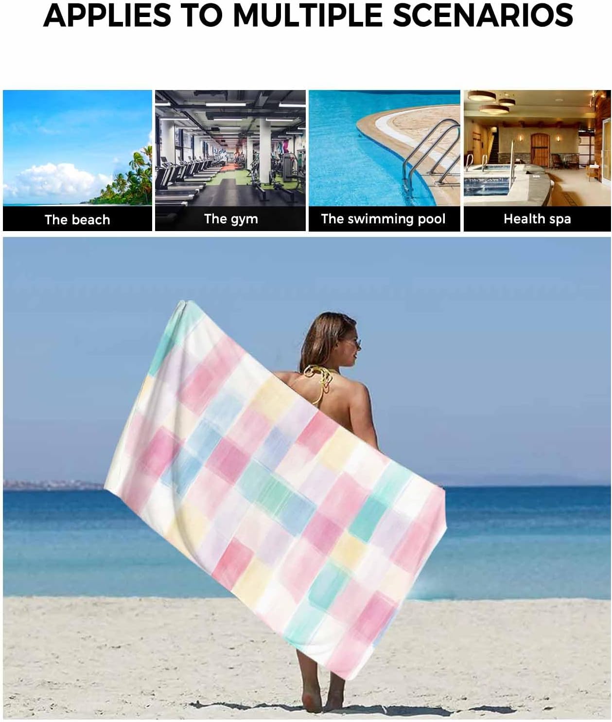 Shine-Home Punk Blue Check Towel Set for Bathroom 1