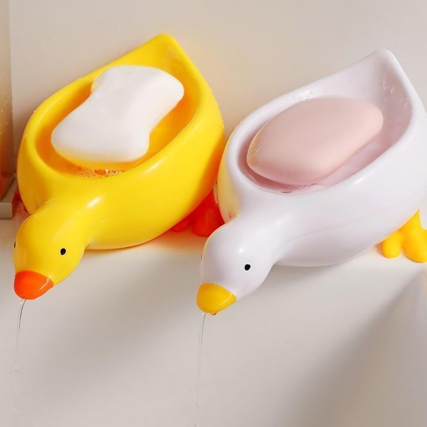 Cute Cartoon Duck Shape Soap Dish with Anti-Slip Design