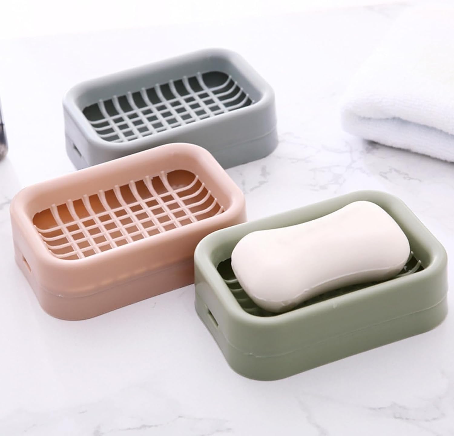 Galepromot Green Bathroom Soap Dish Double Layer