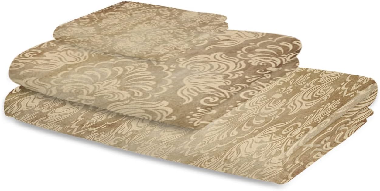 ZOE GARDEN Retro Bathroom Towel Set with Decorative Flowers Pattern