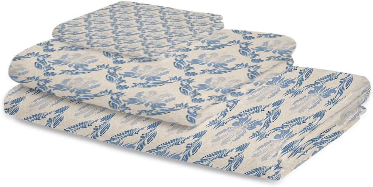 Shine Home European Blue Towel Set with Decor