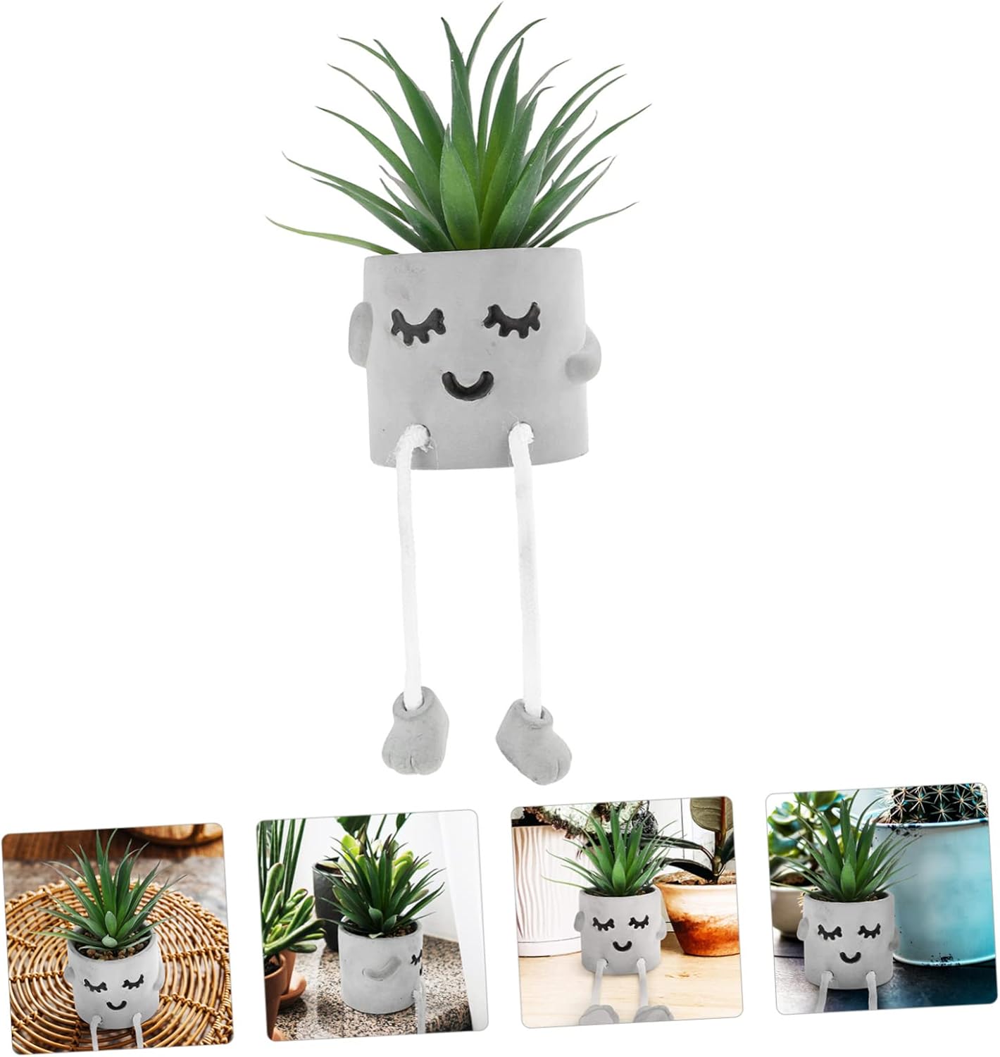 Cute Facial Expression Artificial Succulent Hanging Leg Plant Bonsai