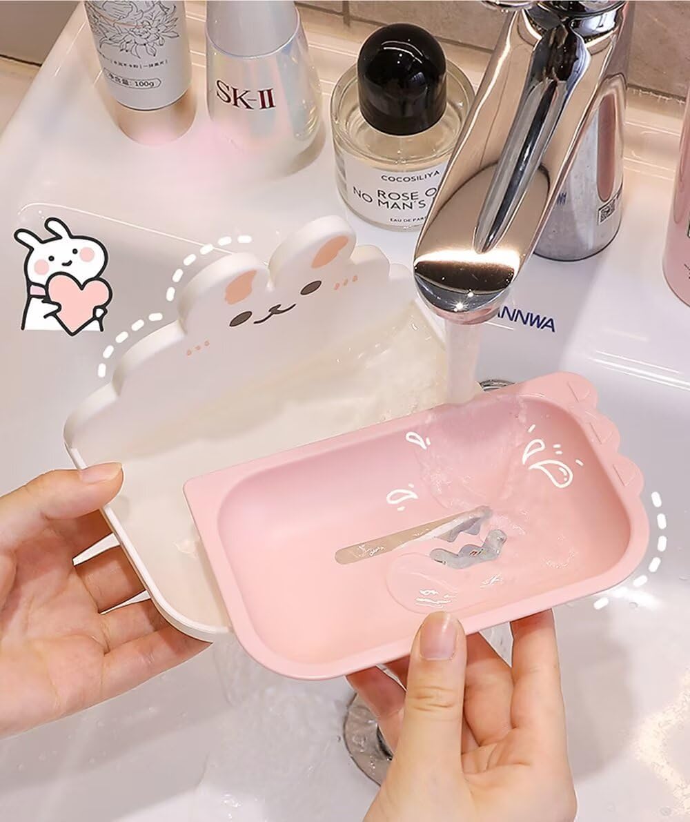 FABEILAI Rabbit Soap Holder Suction Cup White