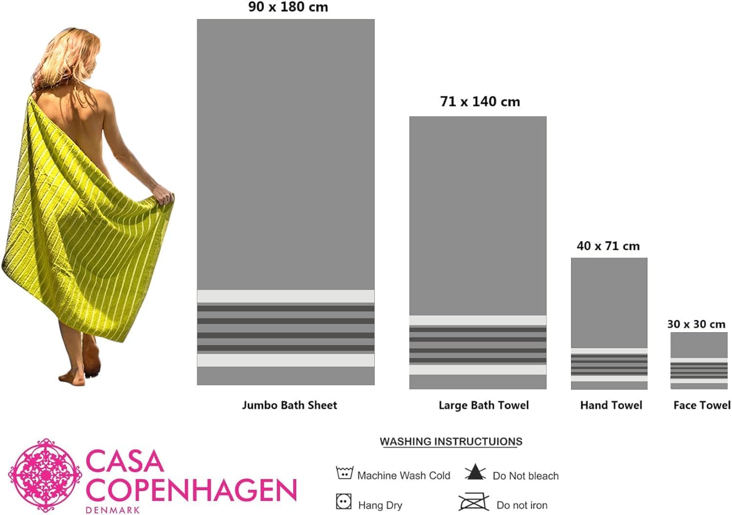 CASA COPENHAGEN He She Towel Set 6 Pieces