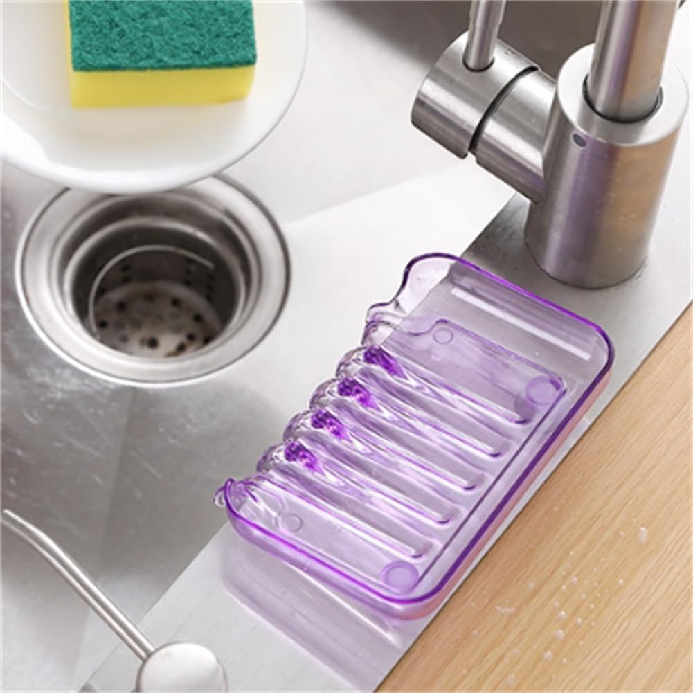 WELANGBN Purple Rectangular Soap Dish with Suction Cup
