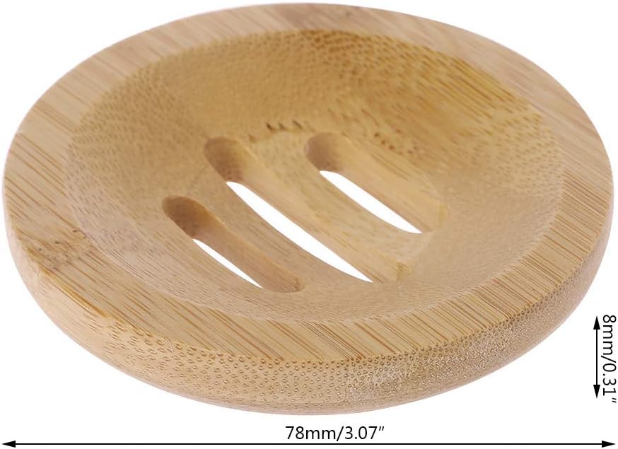 TENYELE Natural Wooden Soap Tray Holder Round Storage