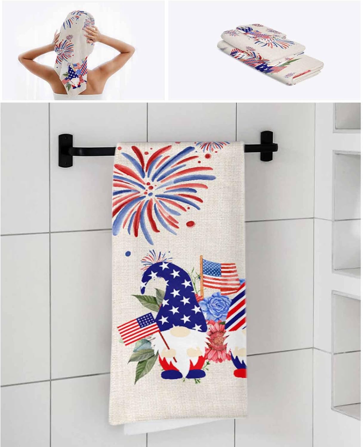 Chees D Zone Independence Day Gnome Bath Towel Set 1