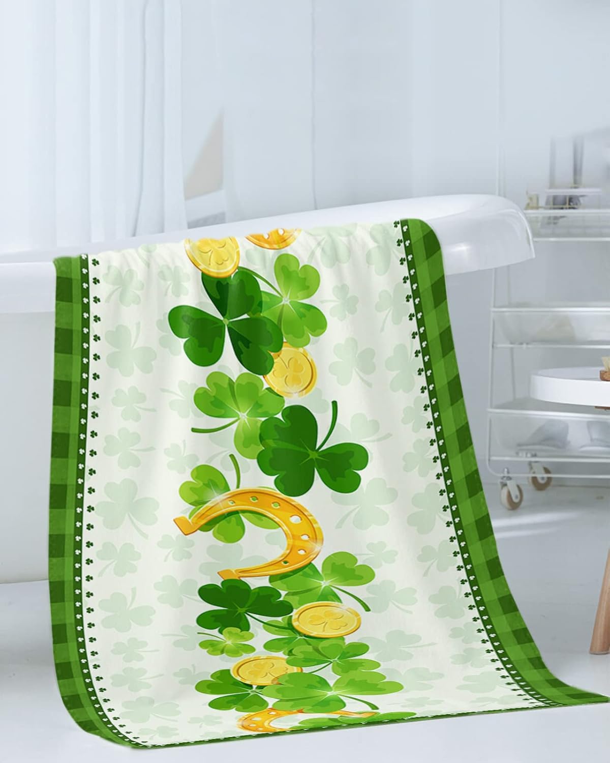 ZOE GARDEN St Patricks Day Towel Set Green Shamrock Microfiber Bath Kitchen Towels