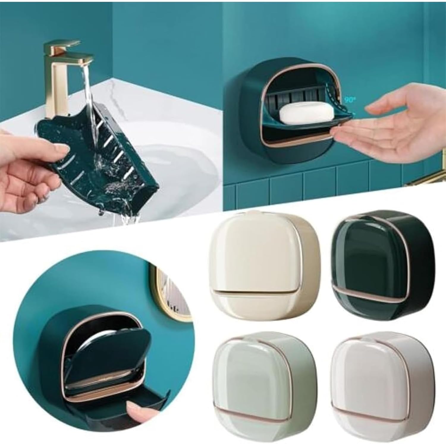 Luxury Soap Holder with Flip Lid and Drain Tray 1