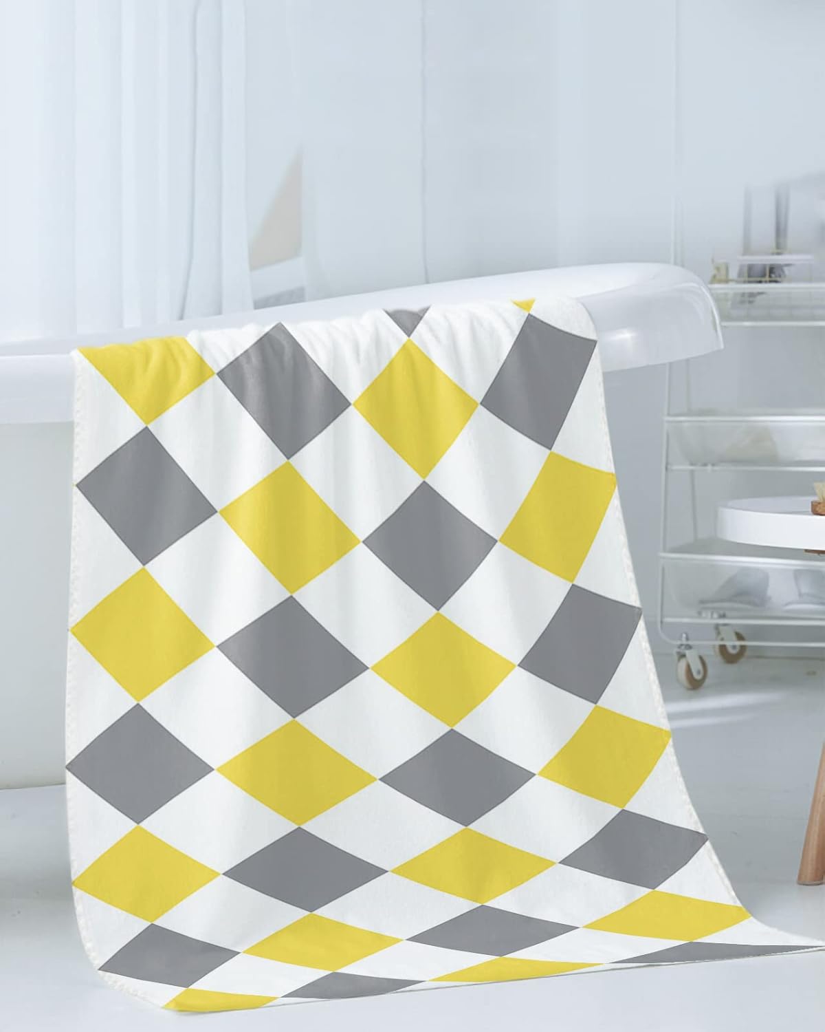 Shine-Home Abstract Diamond Lattice Towel Set for Bathroom