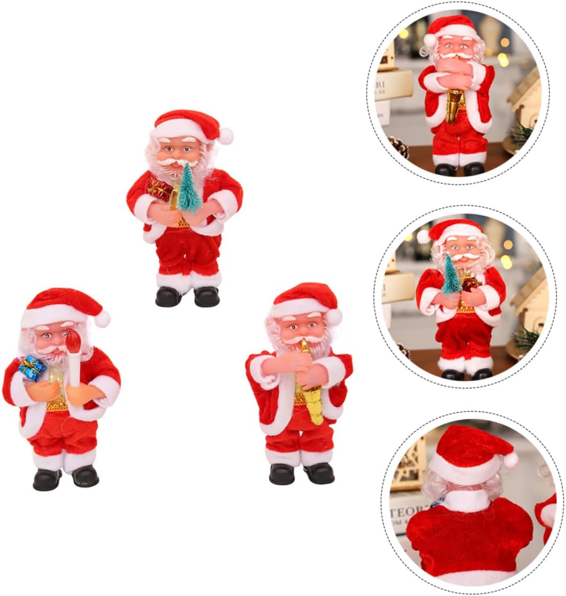 ABOOFAN 3Pcs Electric Santa Claus Christmas Ornament