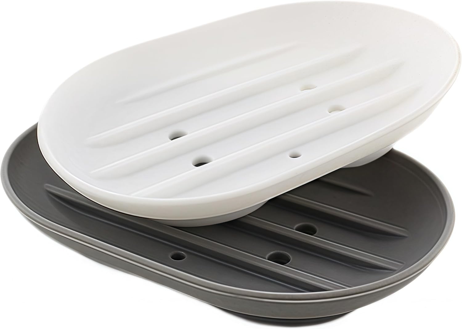 2pcs Silicone Soap Dish with Drain Spout