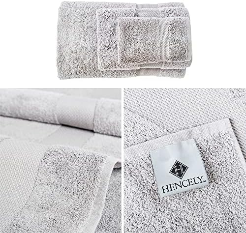 Hencely 6-Piece Bath Towel Set - Soft Turkish Cotton Silver