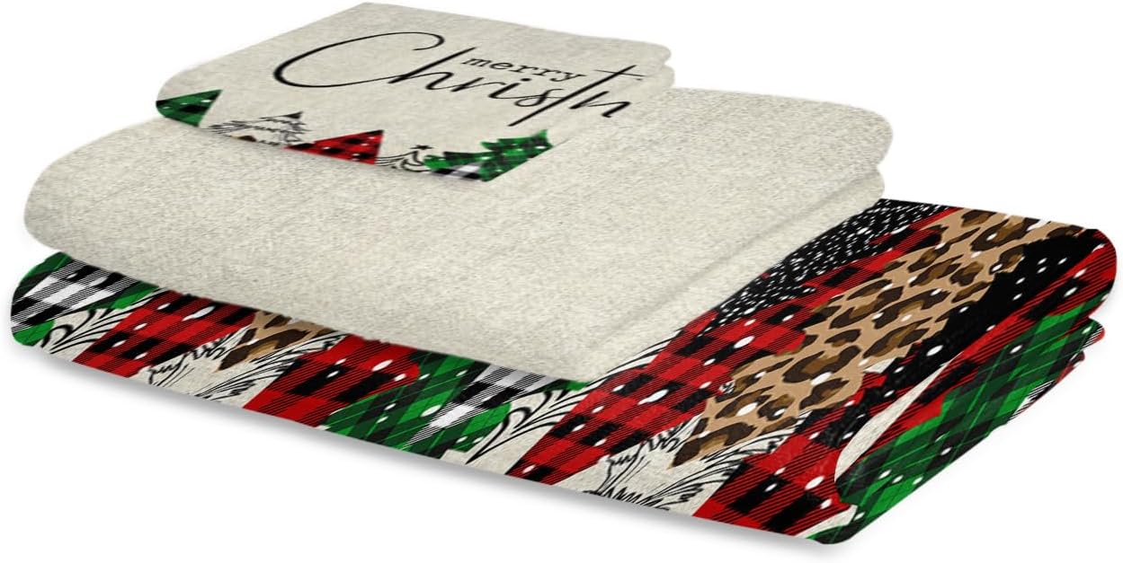 Chees D Zone Christmas Red Green Buffalo Plaid Bath Towel Set