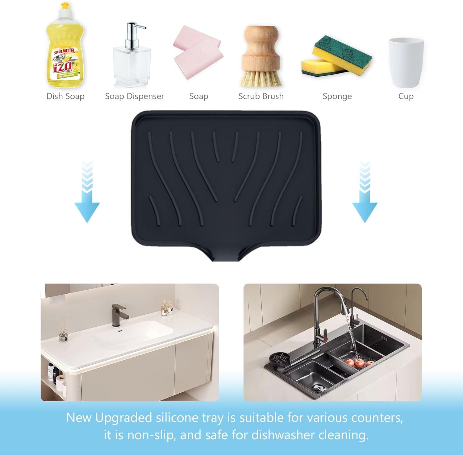 KIACFFH Silicone Soap Holder for Kitchen Sink and Bathroom