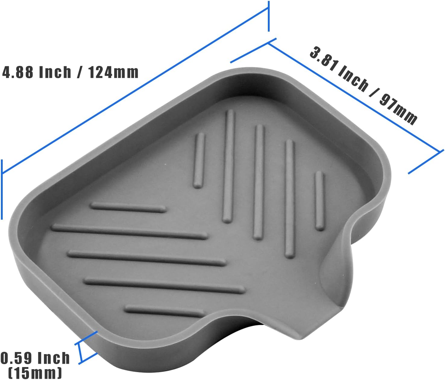 Hordion 1Pcs Grey Silica Gel Self Draining Soap Tray