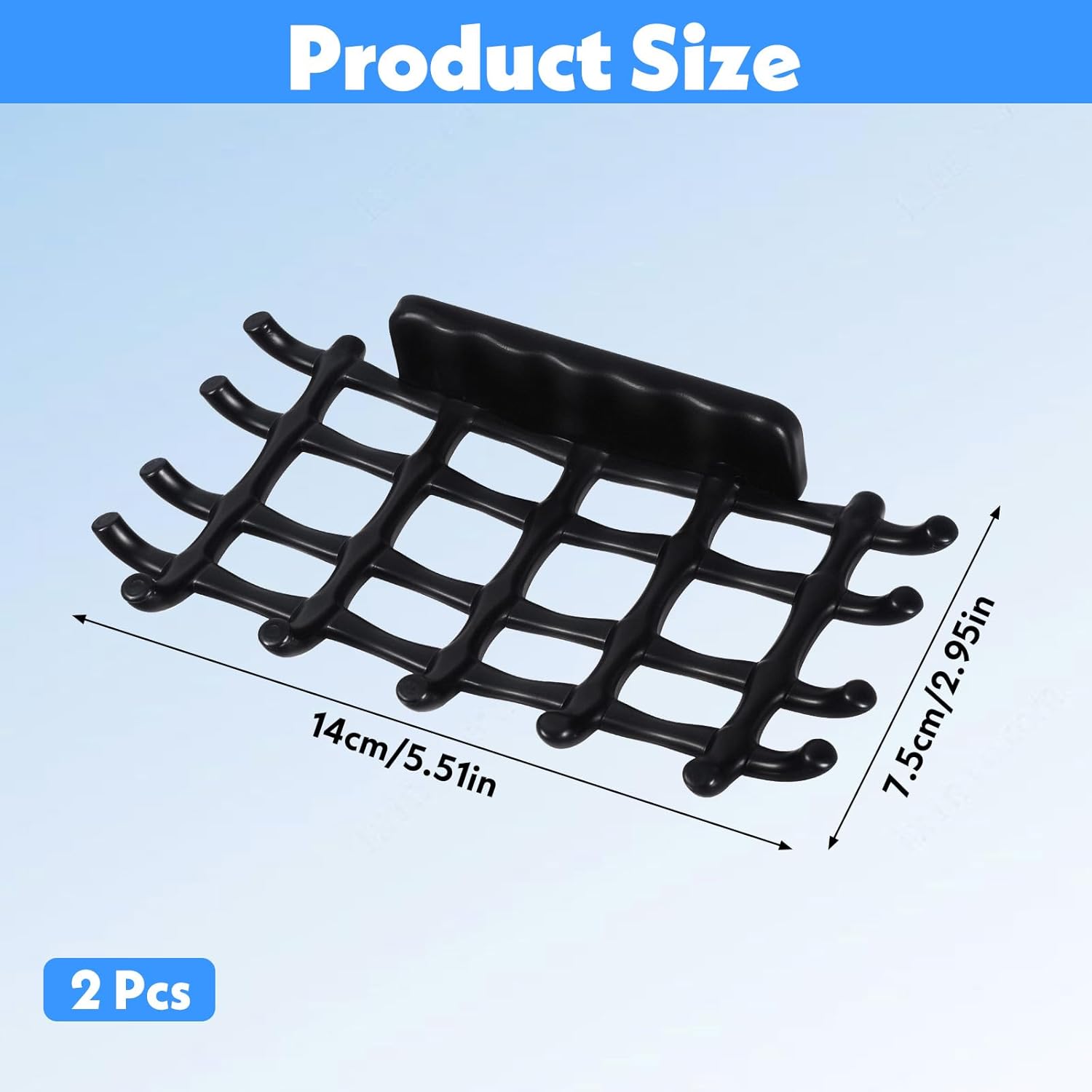 2 Pcs Black Soap Bar Holder with Hooks No Drilling
