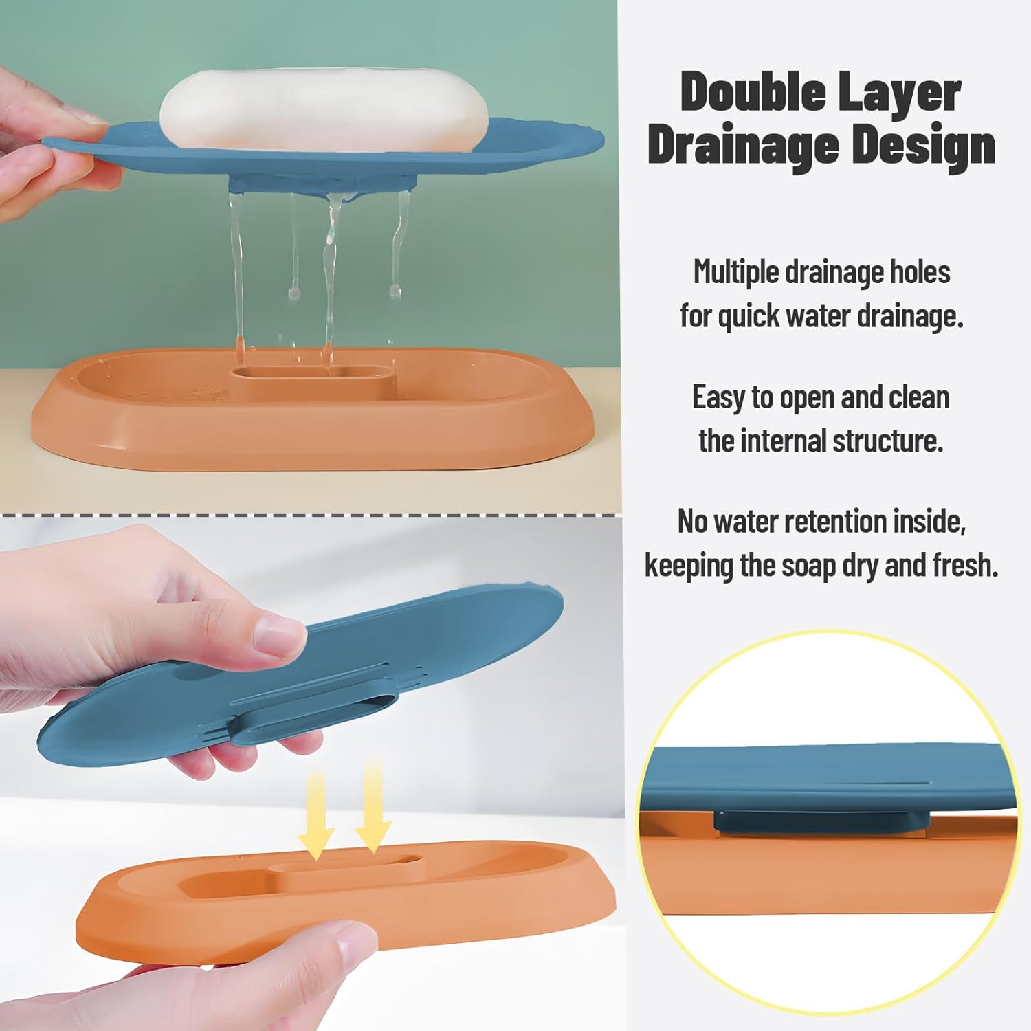 Stylish Floating Soap Holder with Double Layer Drainage