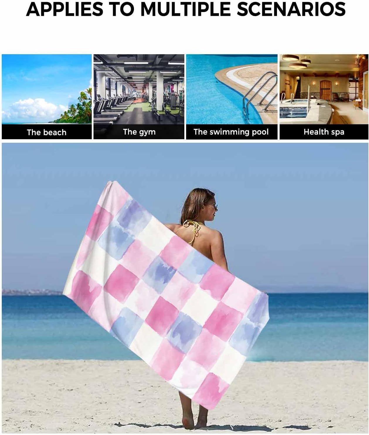 Shine-Home Rainbow Plaid Towel Set for Bathroom 1