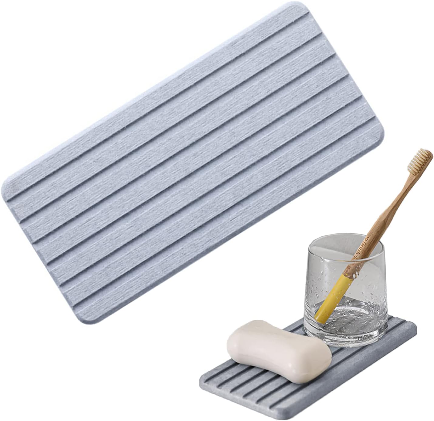Jcassan Diatomaceous Earth Soap Dish with Anti-Slip Design