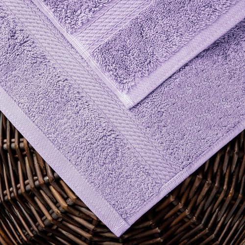 Superior Egyptian cotton pile 10 piece towel set purple 1
