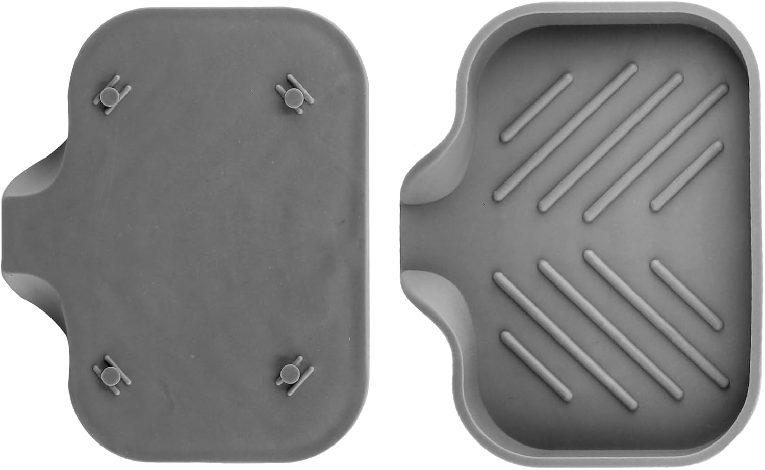 Hordion 1Pcs Grey Silica Gel Self Draining Soap Tray