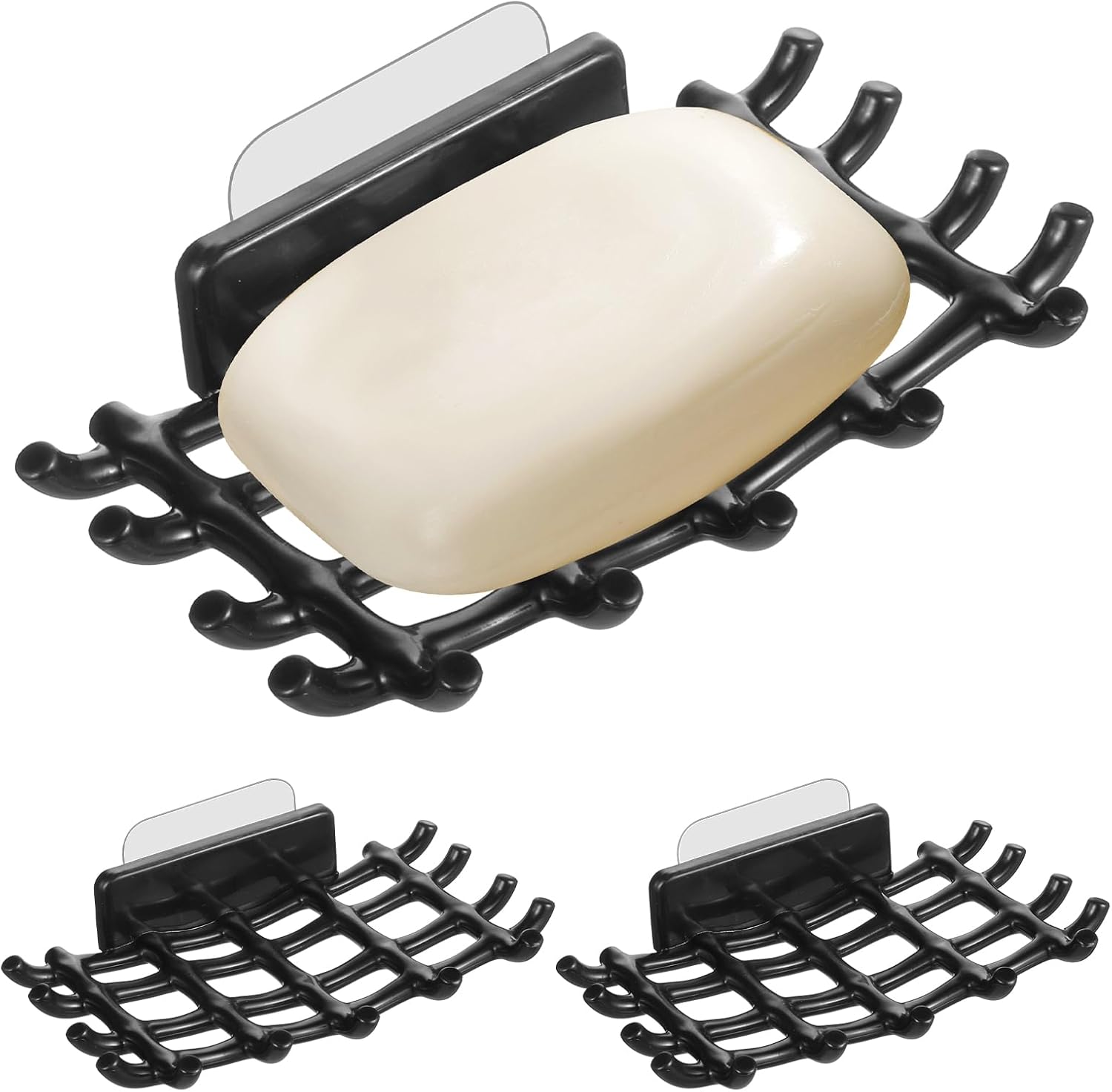2 pcs Shower Soap Holder with Hooks - Black