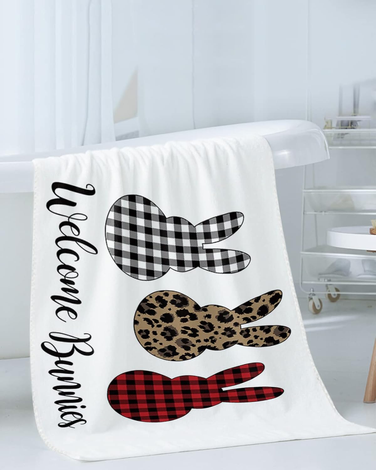 ZOE GARDEN Plaid Easter Bunny Bathroom Towel Set