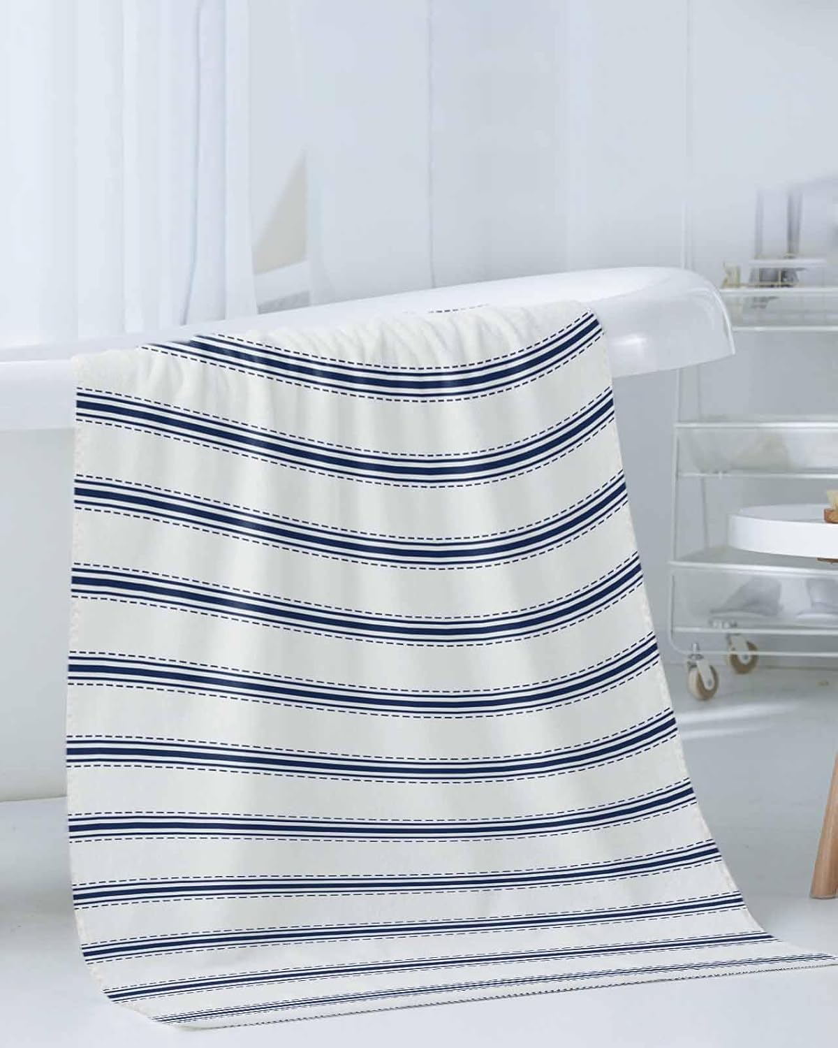 Edwiinsa Blue Stripes Bath Towel Set 3 Pack