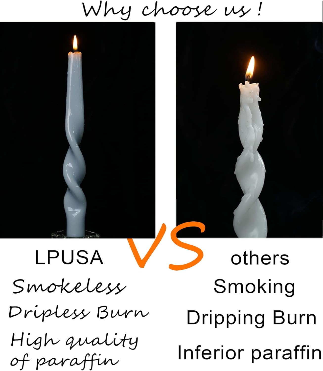 LPUSA Blue Taper Candle Sticks Spiral Tapered Candles - 10 Inch 4pcs
