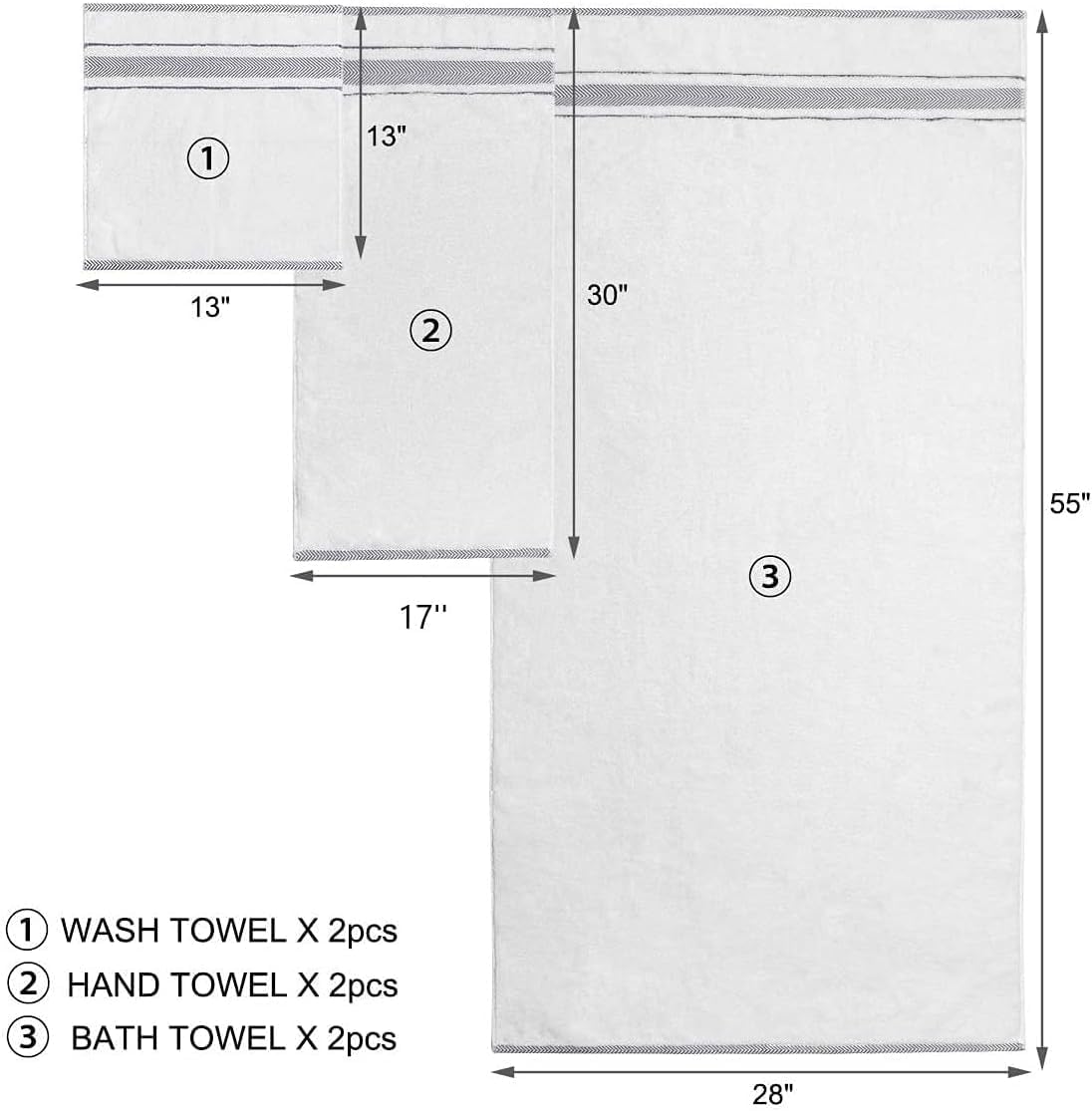 Cotton Towel Set - 6 Pieces Premium Quality The Impression Collection