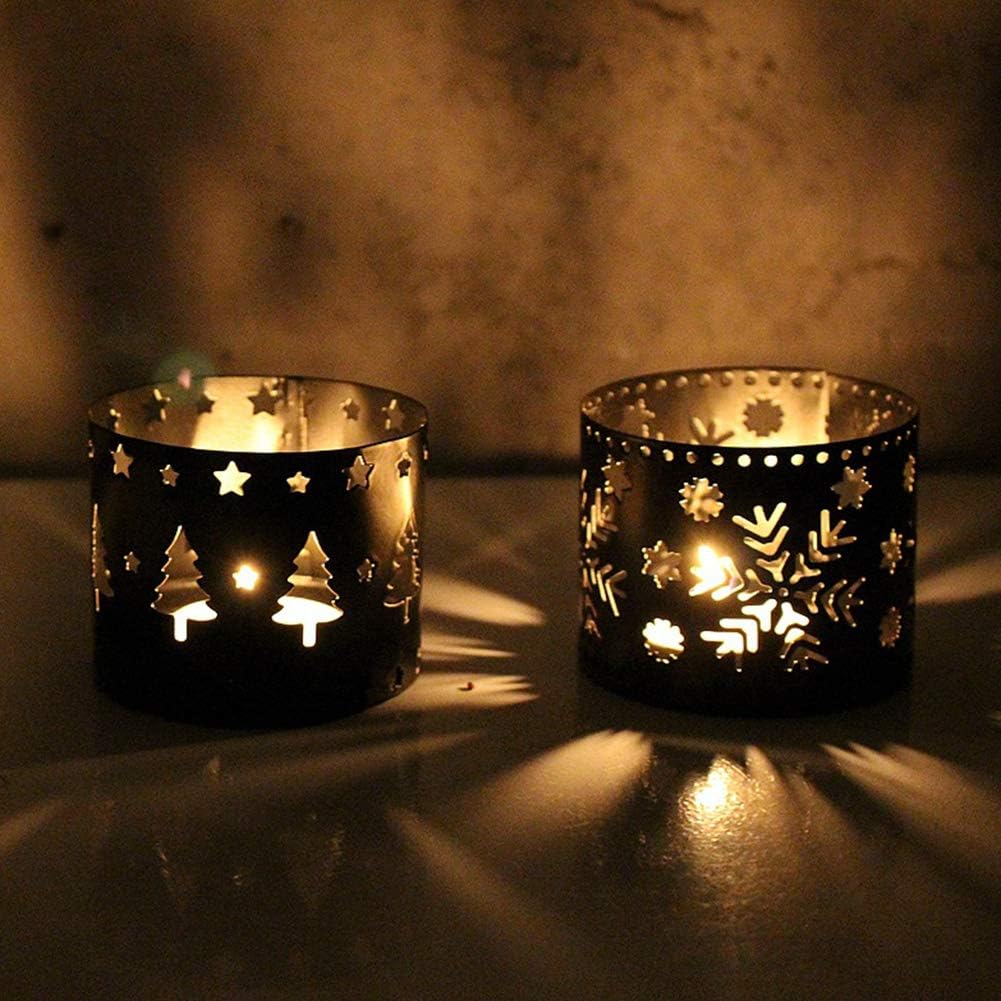 Klun Black Christmas Tree Candle Holder with Elk and Snowflake