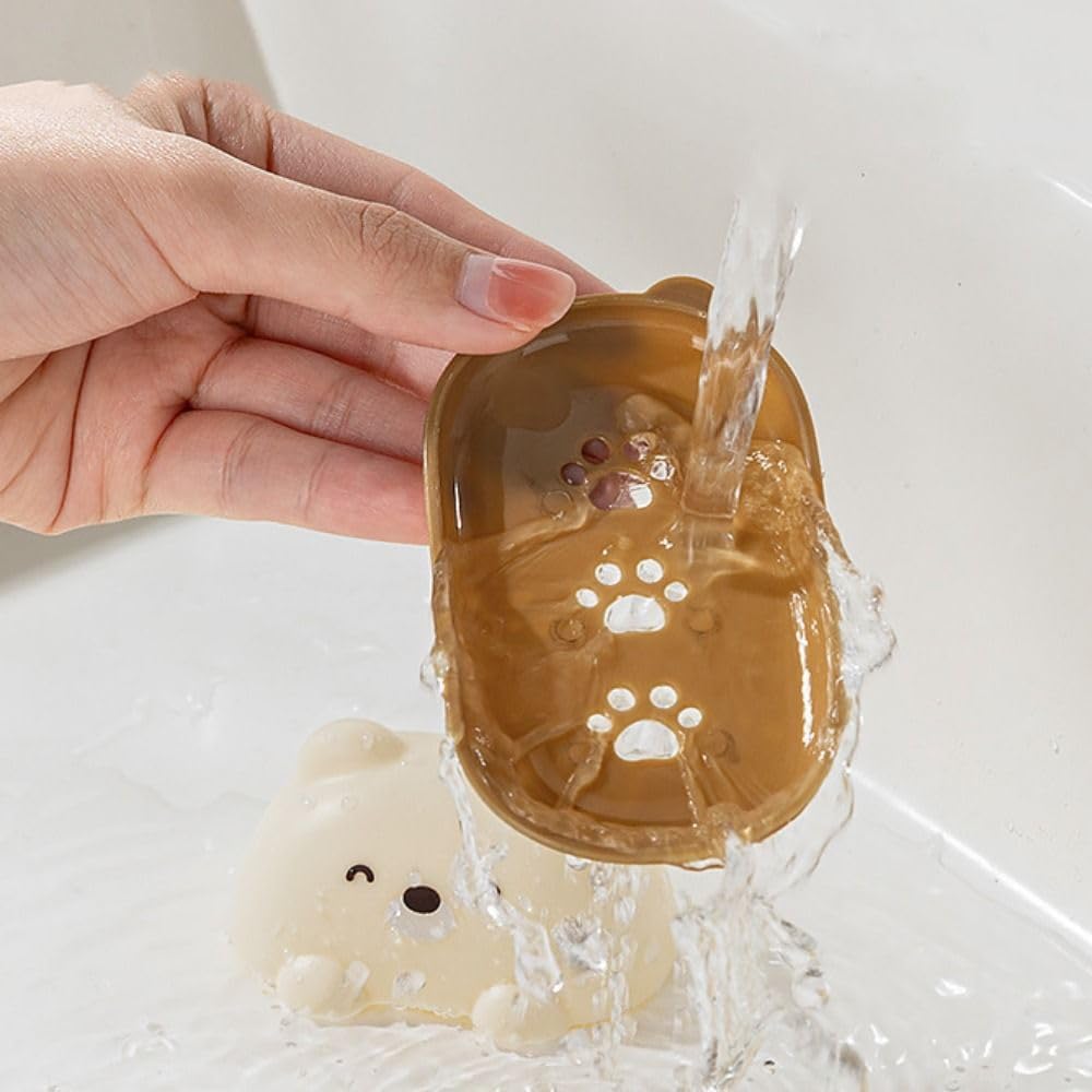 Cartoon Bear Soap Dish Portable Travel Holder