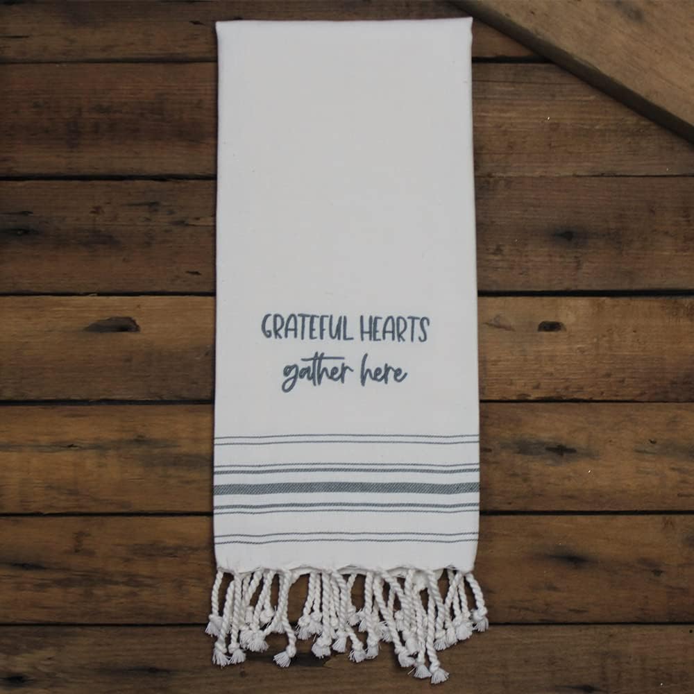 Home Collection by Raghu Cream Grateful Hearts Towel Set of 2