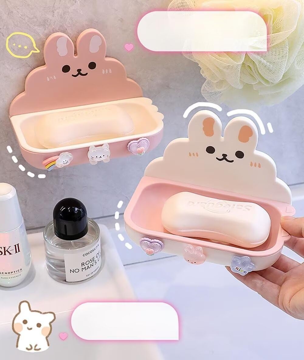 FABEILAI Rabbit Soap Dish Suction Holder White