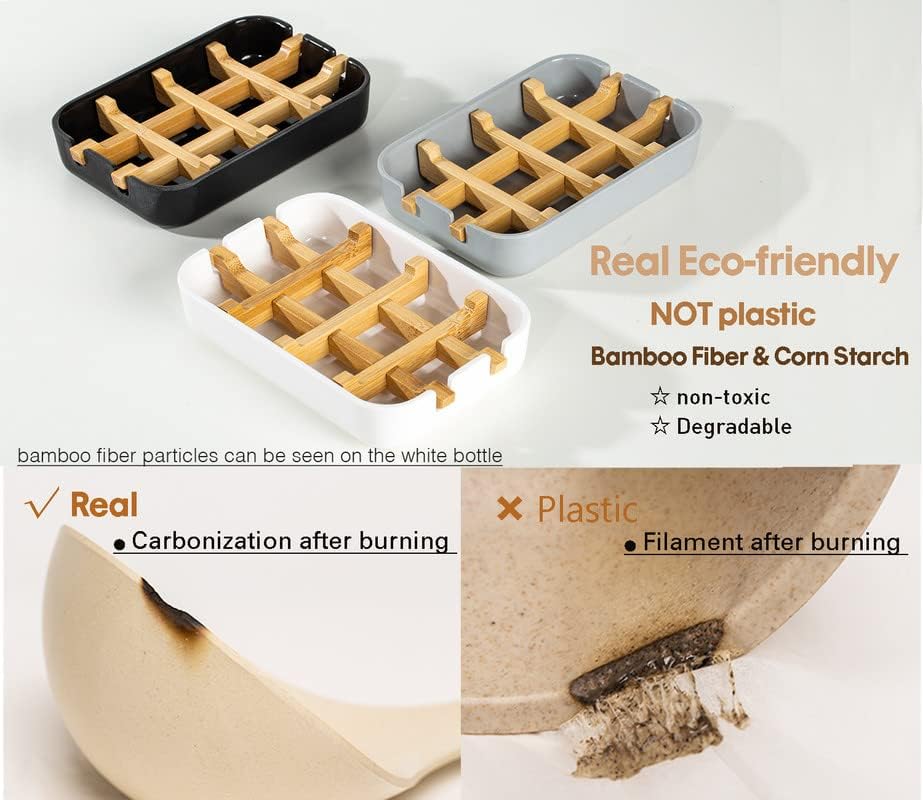 Sansnow Classic Bamboo Soap Dish Eco-Friendly White Sink Holder