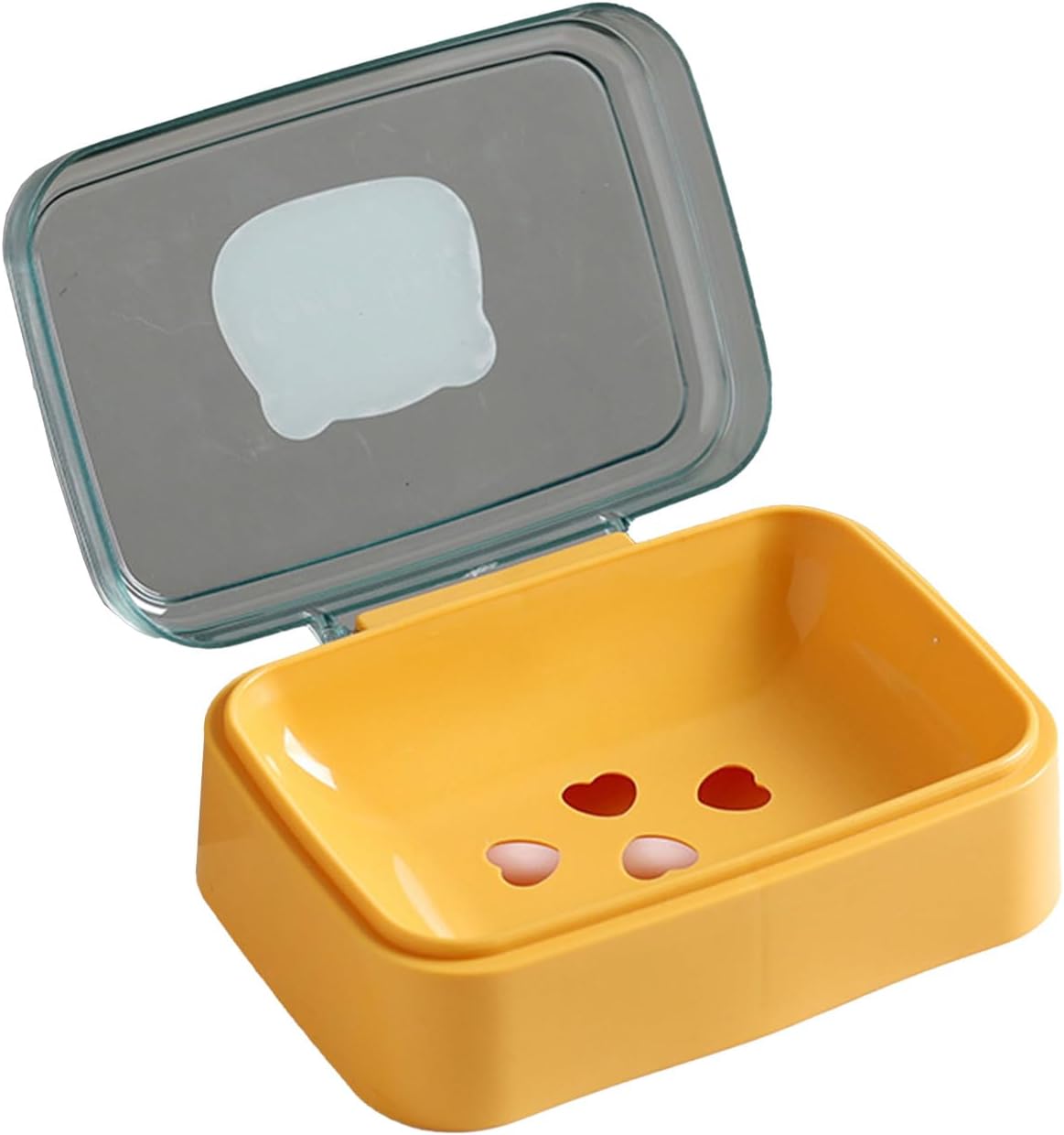 Yellow Soap Holder with Flip-Top Lid and Drainage Holes