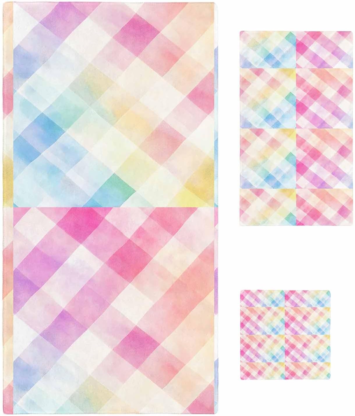 Shine-Home Rainbow Check Towel Set