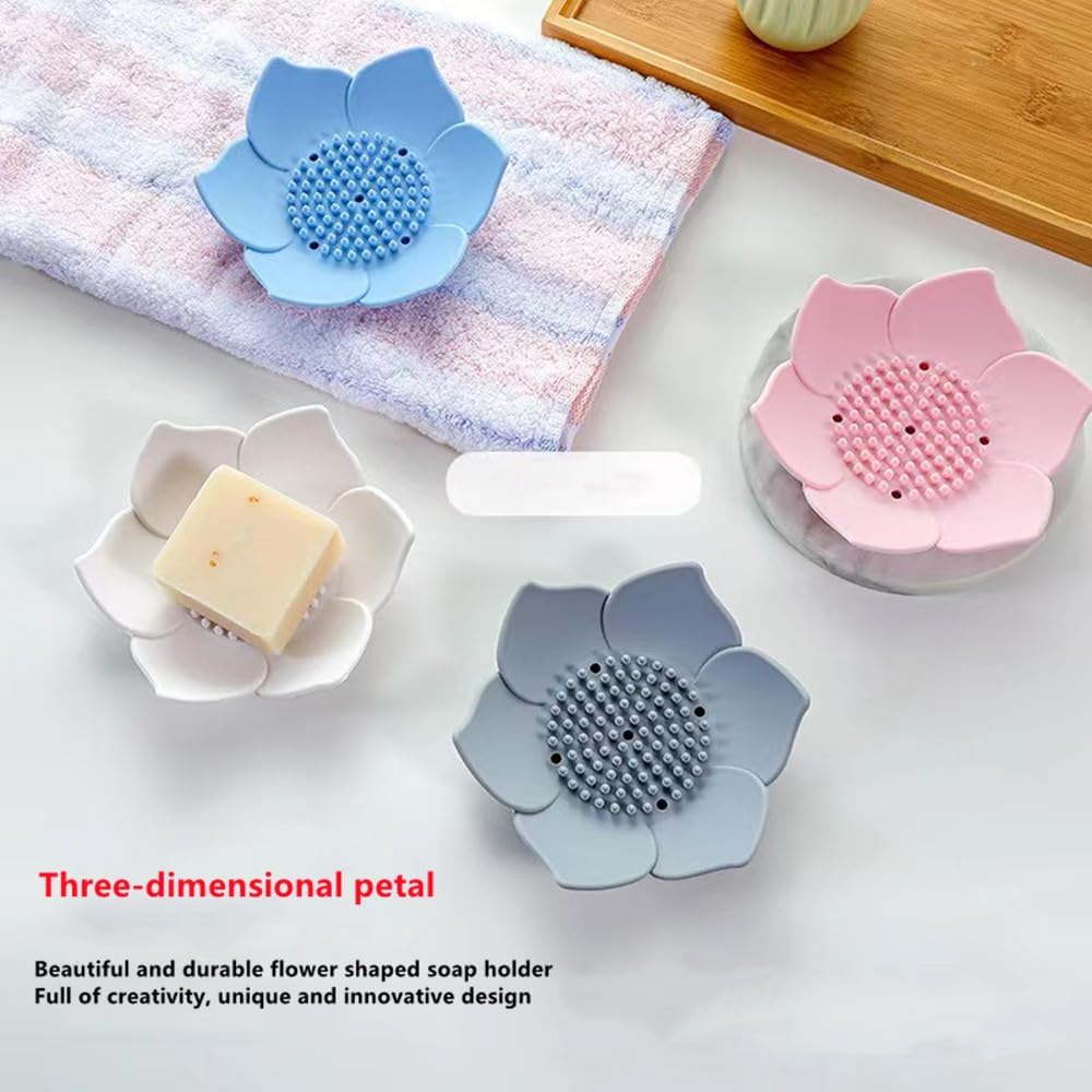 GXMRHWY Silicone Soap Dish Flower Shape White
