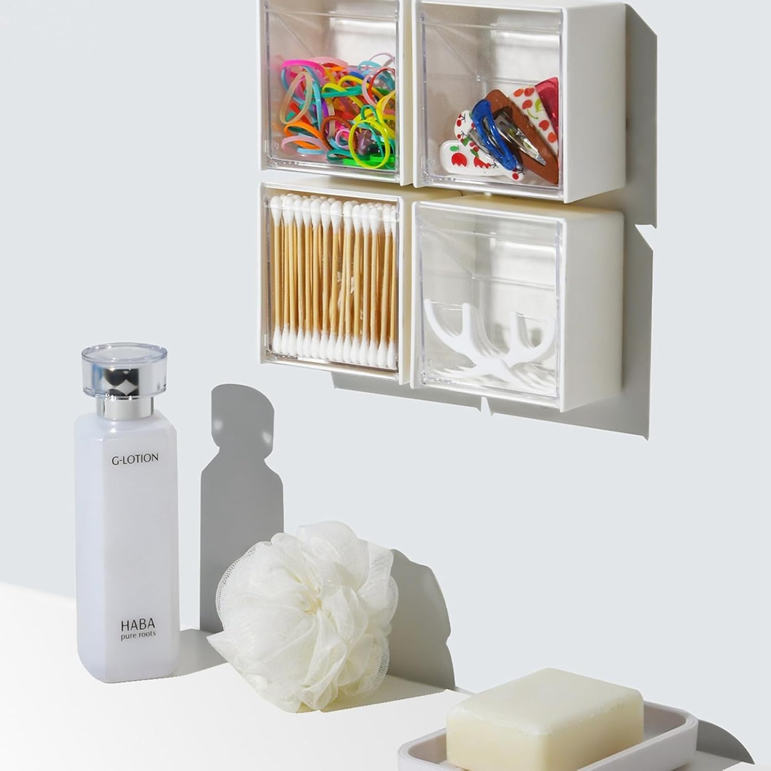 Bathroom Cotton Ball Holder with Transparent Window
