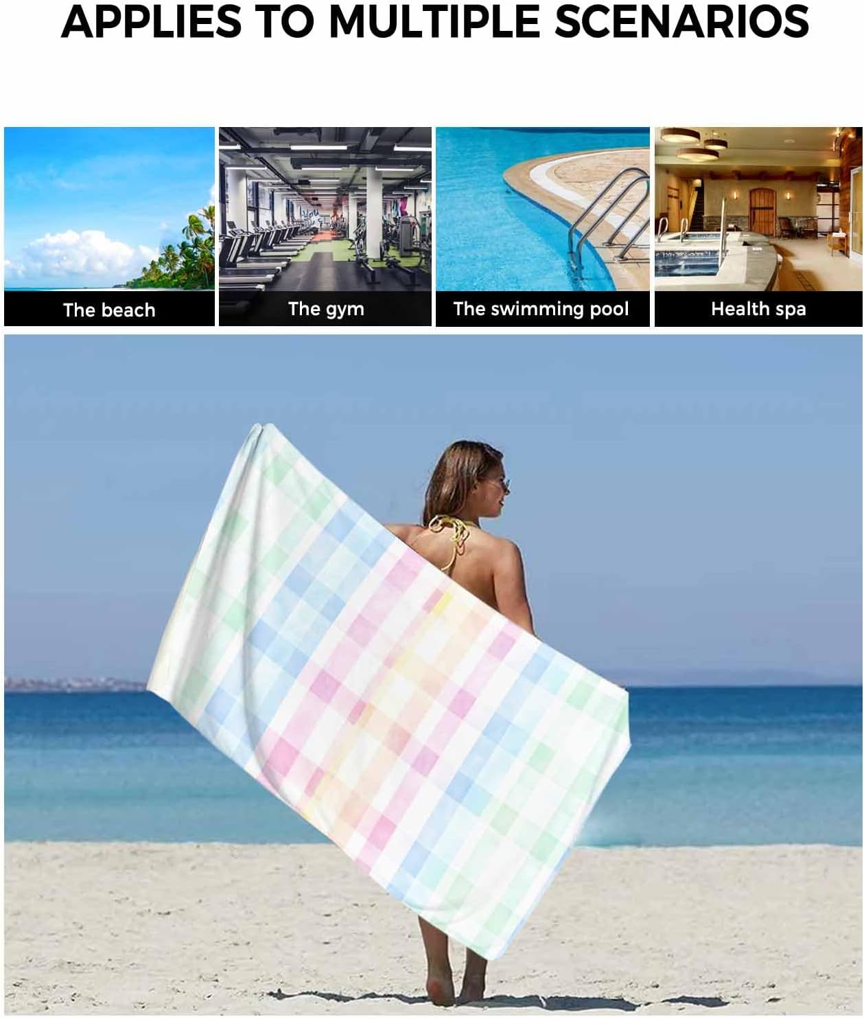 Shine-Home Blue Pink Plaid Towel Set