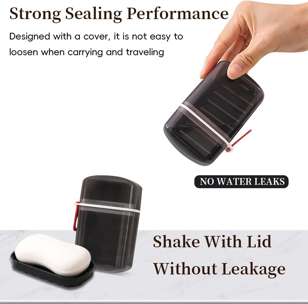 Travel Soap Holder with Leak Proof Lid and Drainage Tray