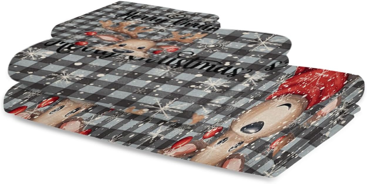ZOE GARDEN Christmas Grey Bathroom Towel Set 3-PC