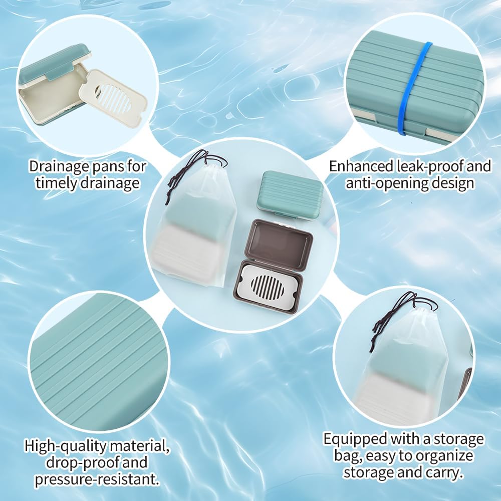 3 Pcs Soap Holder Set with Drainage Waterproof Travel Dorm