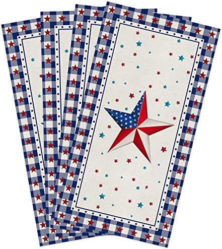 Rocking Giraffee Microfiber Towels 4 Pack - Star Blue Plaid 16x24 Inch