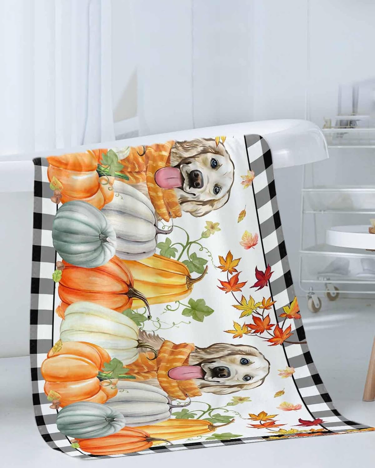 Double Love Thanksgiving Pumpkin Bath Towel Set - 3 Piece Microfiber Towels