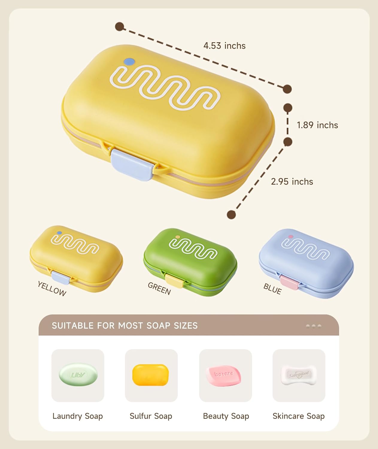 PEISAINOX Travel Soap Case with Leakproof Lid and Drainage Tray